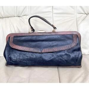 RARE Vintage Vittorio Gabbrielli Italian Leather Doctor Bag Woven Tooled XL